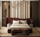 Sienna Sculpted Velvet Wingback Bed with Integrated Bench