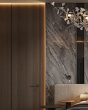 Warm Wood Wall Paneling & Concealed Doors