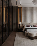 Bespoke Bed Wall with Floating Bedside Composition