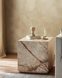 Buy Brown marble plinth side table for bedroom everythingmarbledubai
