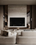 The Elysian Travertine Floating Media Wall